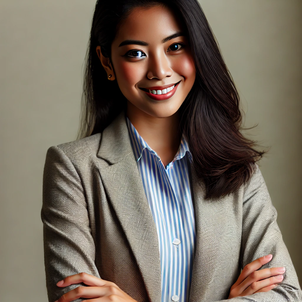 DALL·E 2025-02-23 11.08.42 – A friendly Filipina woman smiling, wearing smart casual attire, ideal for a professional yet welcoming customer testimonial photo. Neutral background - Real Estate Photo DALL·E 2025-02-23 11.08.42 – A friendly Filipina woman smiling, wearing smart casual attire, ideal for a professional yet welcoming customer testimonial photo. Neutral background | PH Realty